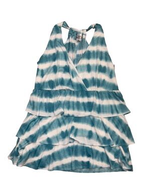 CAREN SPORT TIE-DYE TIERED RUFFLED TOP - TEAL SIZE 2XL (NEW WITH TAGS) A19